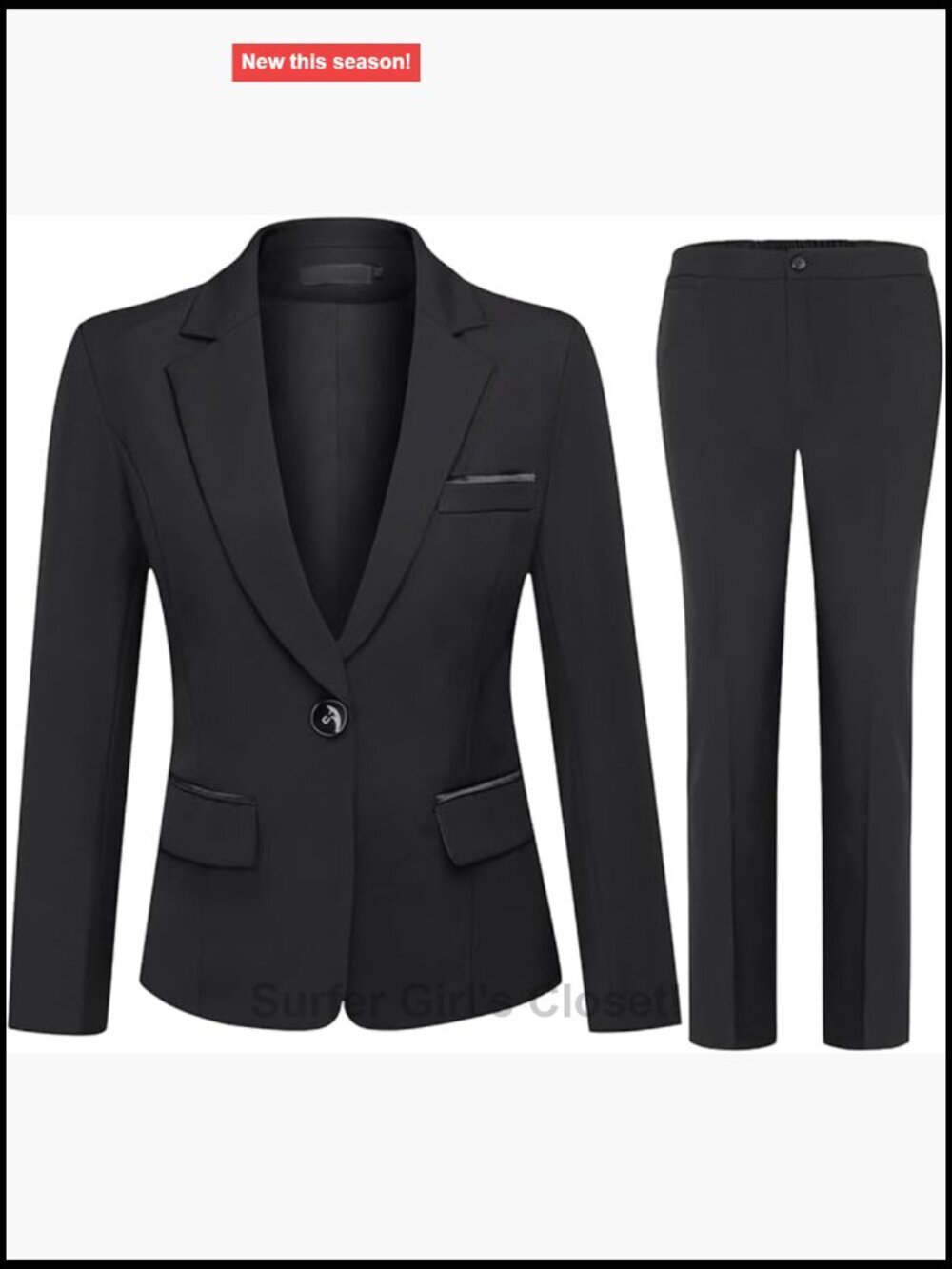 2 Piece Business Suit Set - Long Sleeve Blazer and Pants for Work Office